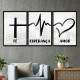 Kit 3 Quadros Decorativos F� Esperan�a e Amor 01
