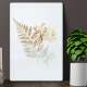 Placa Decorativa Folha e Flores Bege