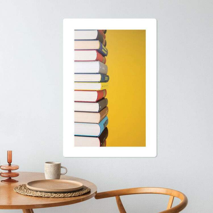 Placa Decorativa Livros com Fundo Amarelo