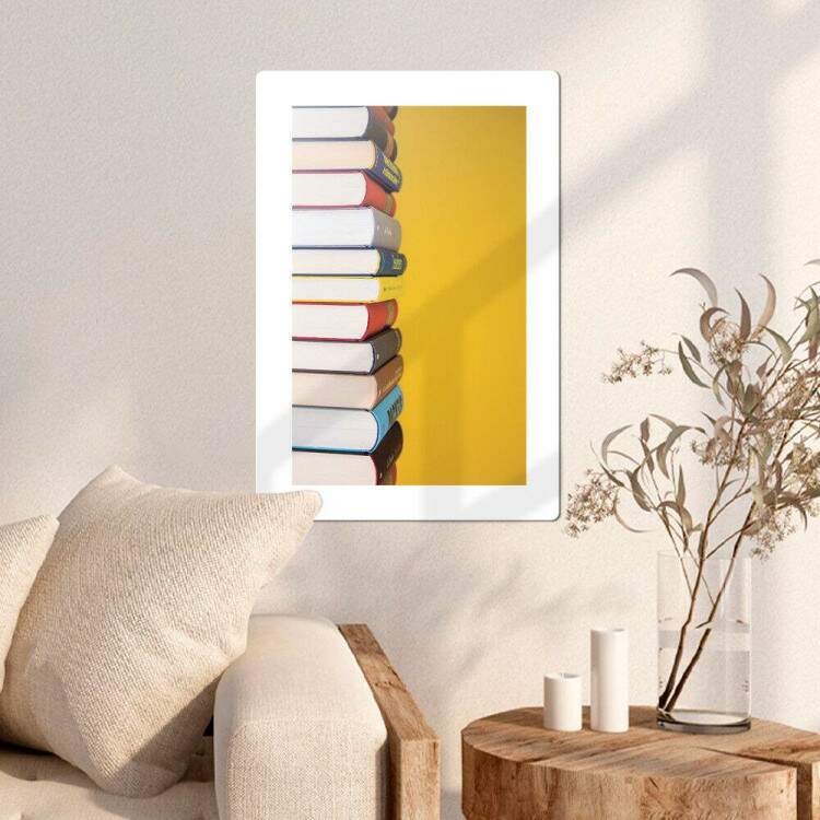 Placa Decorativa Livros com Fundo Amarelo