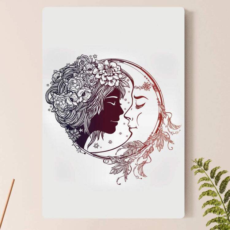 Placa Decorativa Mulher e Lua
