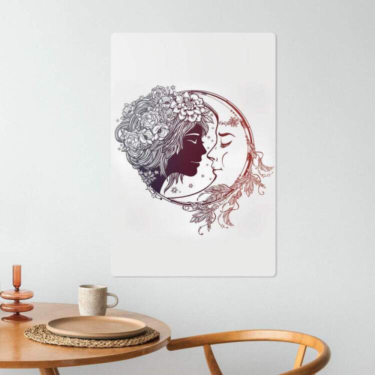 Placa Decorativa Mulher e Lua