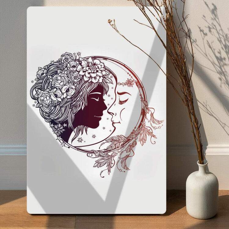 Placa Decorativa Mulher e Lua