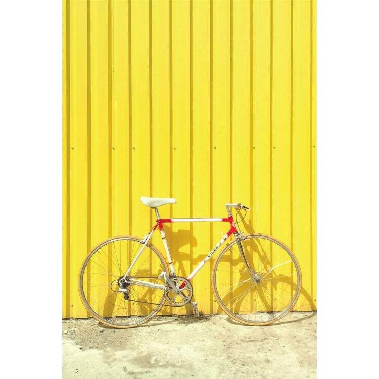 Placa Decorativa Bicicleta e Muro Amarelo