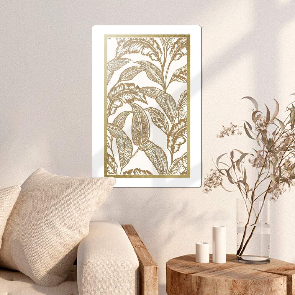 Placa Decorativa Folhas Douradas 01