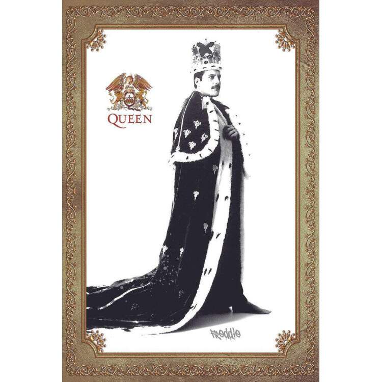 Placa Decorativa Freddie Mercury Queen Moldura Dourada