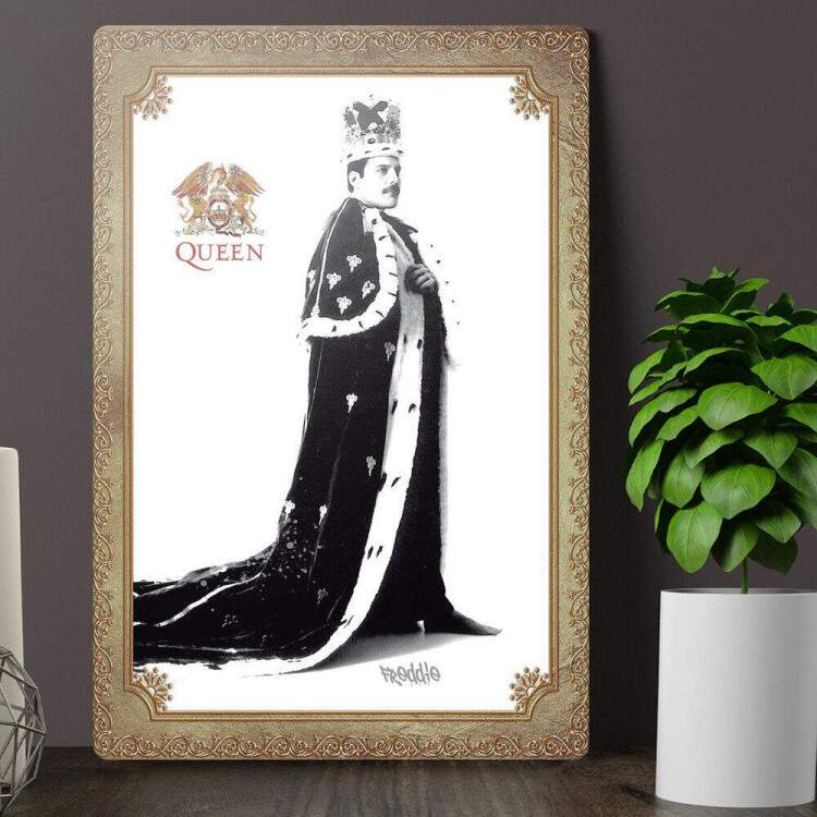 Placa Decorativa Freddie Mercury Queen Moldura Dourada