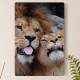 Placa Decorativa Le�o e Leoa Mostrando L�ngua