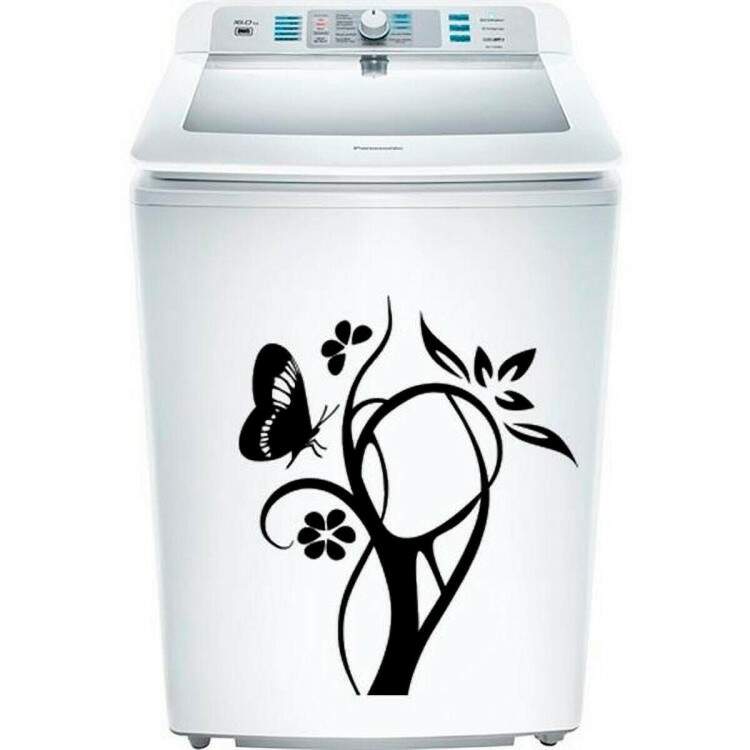 Adesivo para Mquina de Lavar Floral com Borboletas 2
