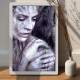 Placa Decorativa Abstrato Rosto de Mulher Efeito Galho de �rvore