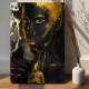 Placa Decorativa Abstrato Rosto de Mulher Preto e Dourado