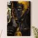 Placa Decorativa Abstrato Rosto de Mulher Preto e Dourado