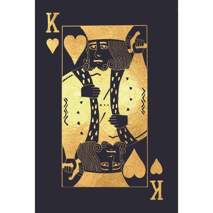 Placa Decorativa Carta Rei de Copas Preto e Dourado