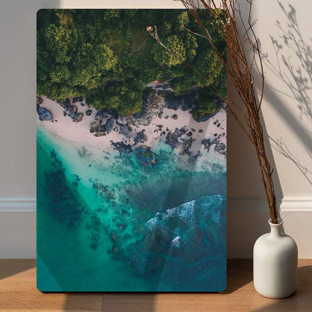 Placa Decorativa Ilha e Mar Azul