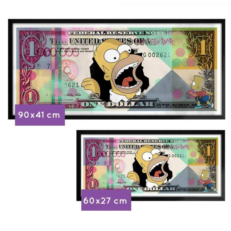 Quadro Decorativo Slim Homer Simpson Nota de Dlar