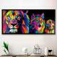 Quadro Decorativo Slim Le�o de Jud� Lobo e Cachorro Coloridos