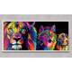 Quadro Decorativo Slim Le�o de Jud� Lobo e Cachorro Coloridos