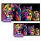 Quadro Decorativo Slim Le�o de Jud� Lobo e Cachorro Coloridos