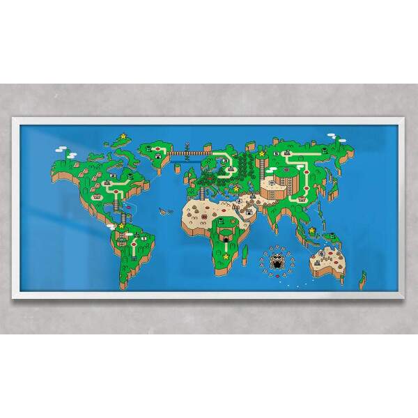 Quadro Decorativo Slim Mapa-Mndi Super Mario