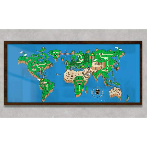 Quadro Decorativo Slim Mapa-Mndi Super Mario