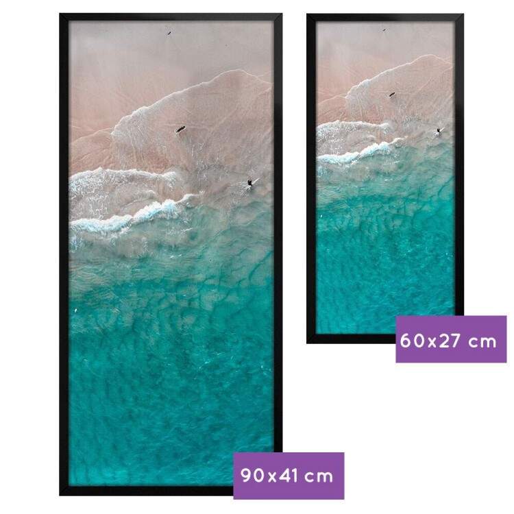 Quadro Decorativo Slim Vista da Praia por Cima e Surfistas