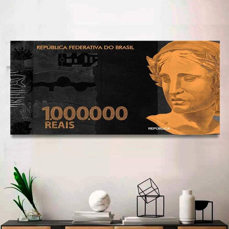 Quadro Decorativo Slim Nota de Um Milho de Reais