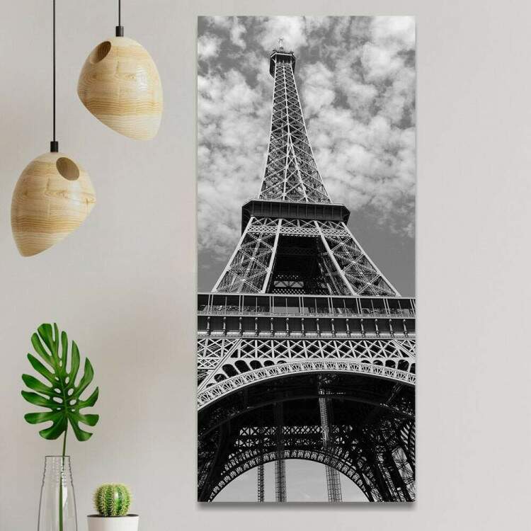 Quadro Decorativo Slim Torre Eiffel Paris Preto e Branco 02