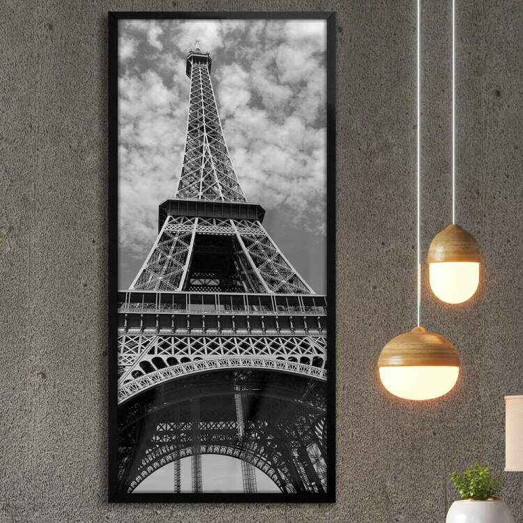 Quadro Decorativo Slim Torre Eiffel Paris Preto e Branco 02