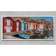 Quadro Decorativo Slim Barcos e Casas Coloridos