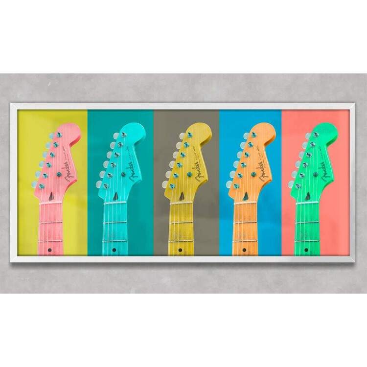 Quadro Decorativo Slim Braos de Guitarras Coloridas