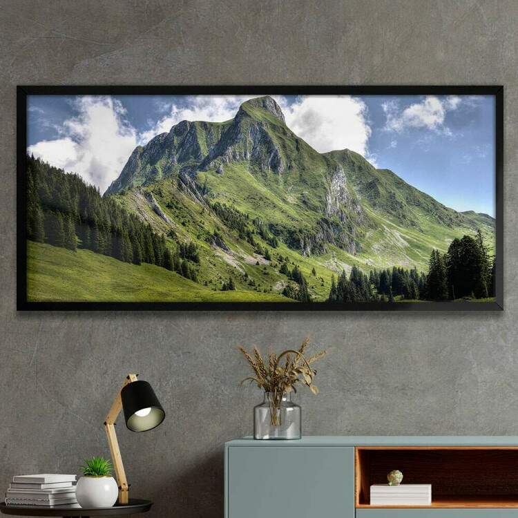 Quadro Decorativo Slim Paisagem Montanha Verde