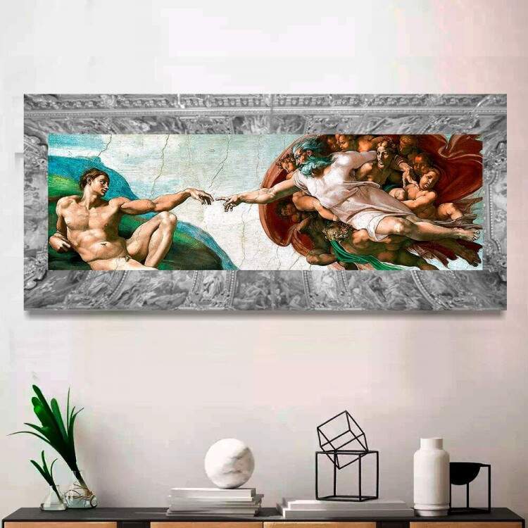 Quadro Decorativo Slim Pintura A Criao de Ado