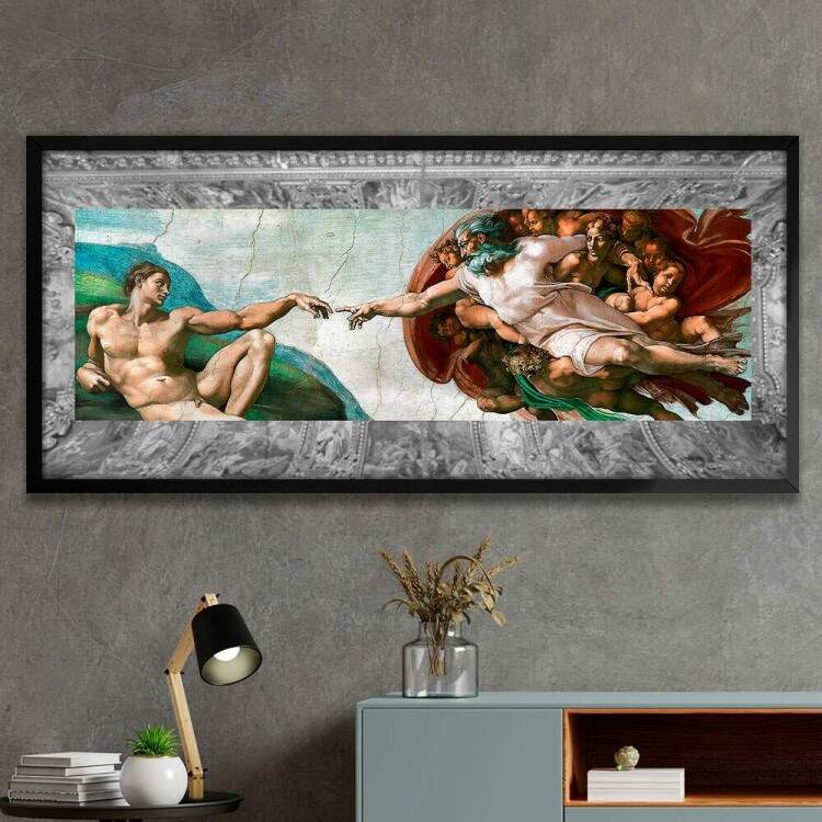 Quadro Decorativo Slim Pintura A Criao de Ado