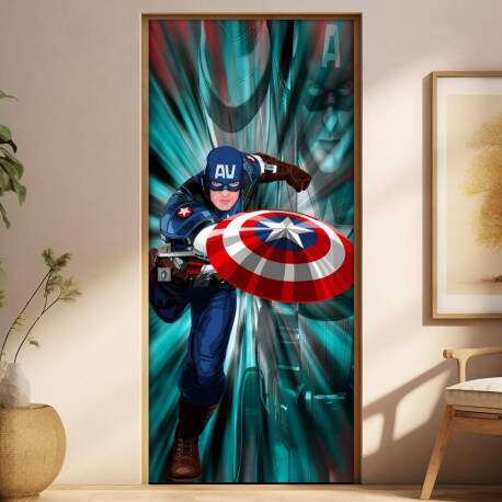 Adesivo para Porta Infantil Capito Amrica Mod. 2