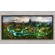 Quadro Decorativo Slim Paisagem Vilarejo e Montanhas