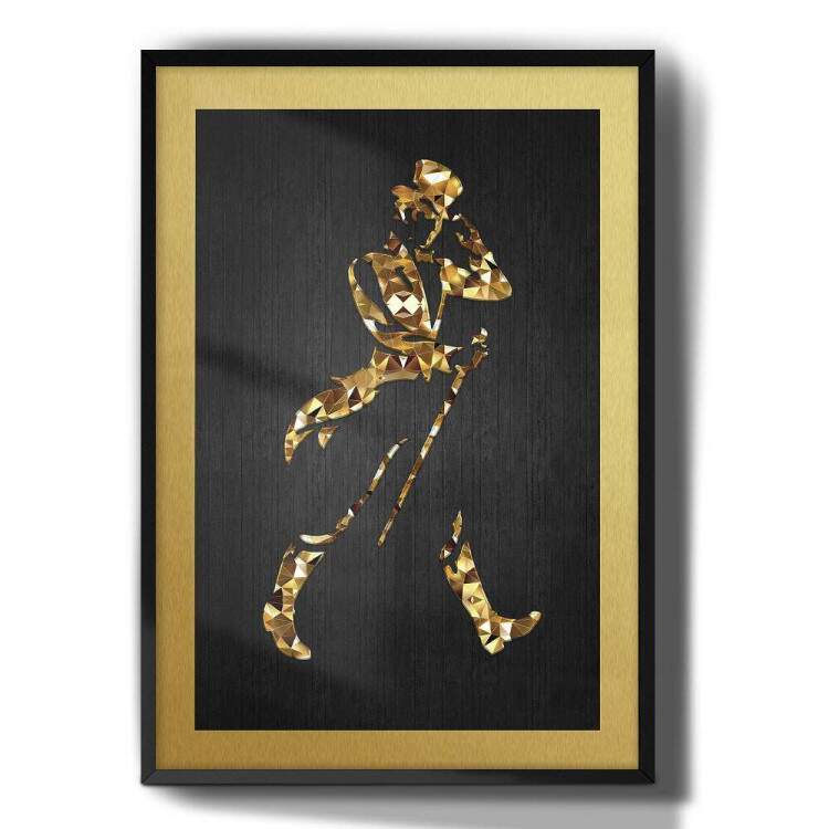 Quadro Decorativo Smbolo Whisky Dourado