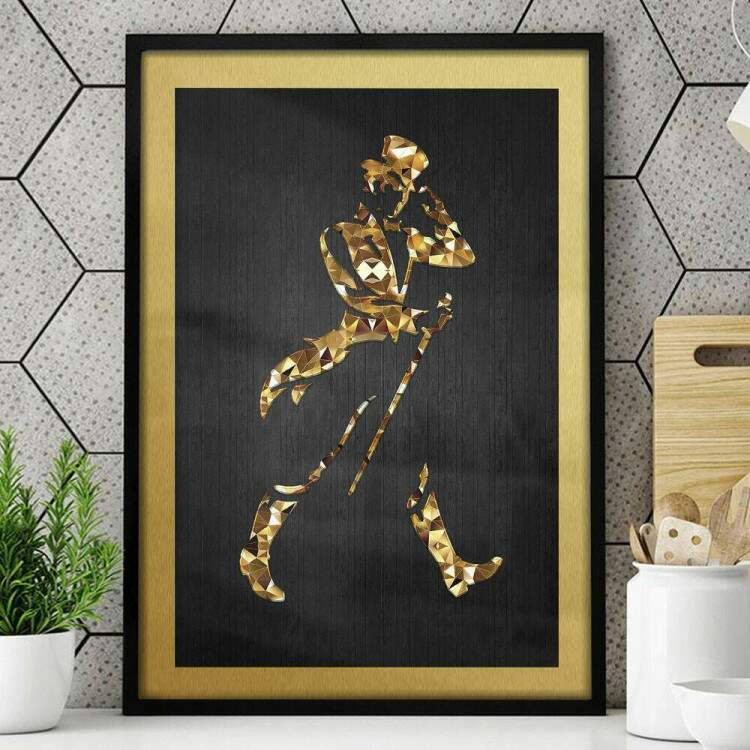 Quadro Decorativo Smbolo Whisky Dourado