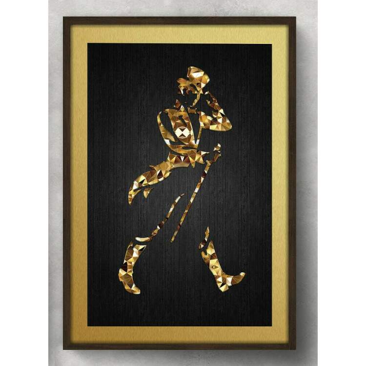 Quadro Decorativo Smbolo Whisky Dourado