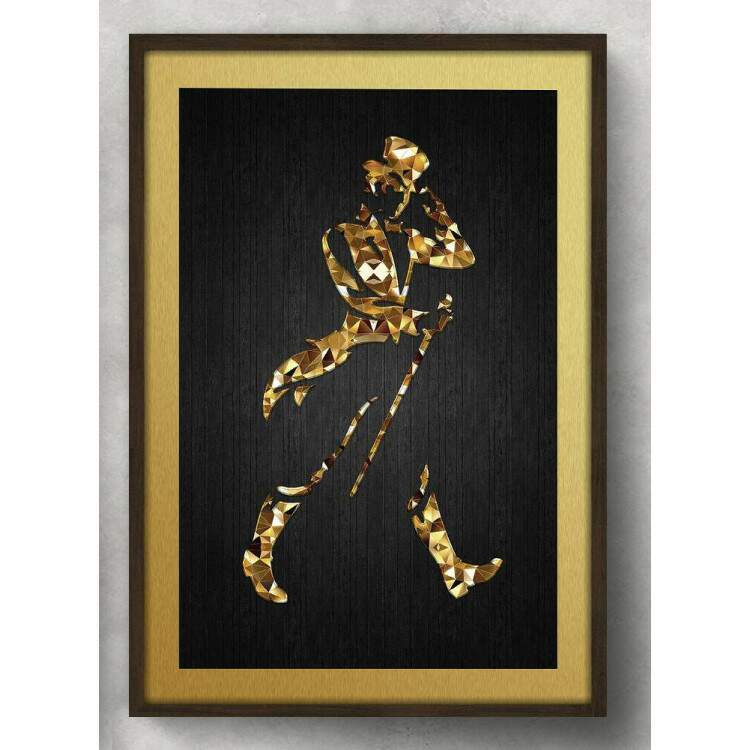 Quadro Decorativo Smbolo Whisky Dourado