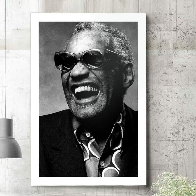 Quadro Decorativo Ray Charles Preto e Branco