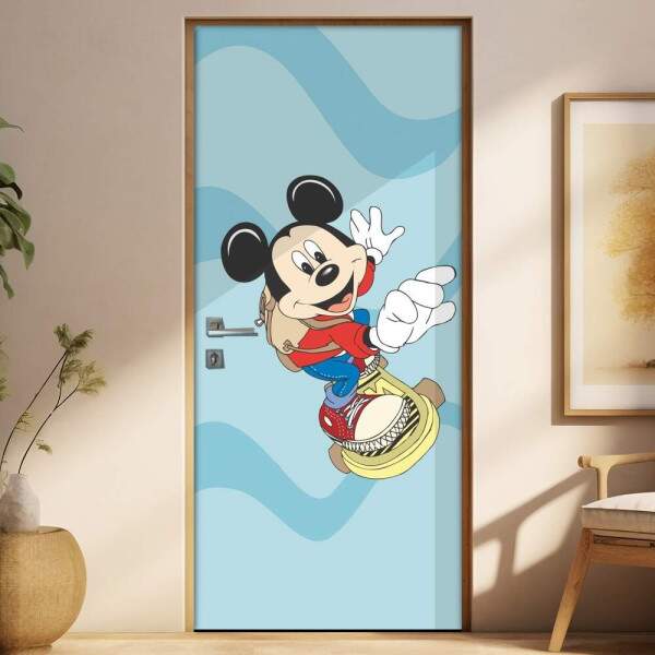 Adesivo para Porta Infantil Mickey Skatista