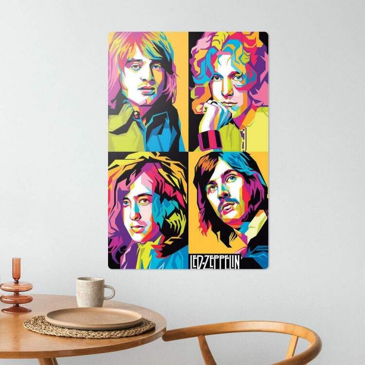 Placa Decorativa Led Zeppelin Pop Art 01