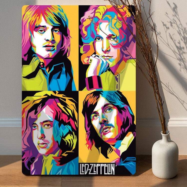 Placa Decorativa Led Zeppelin Pop Art 01