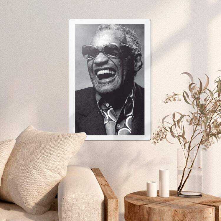 Placa Decorativa Ray Charles Preto e Branco