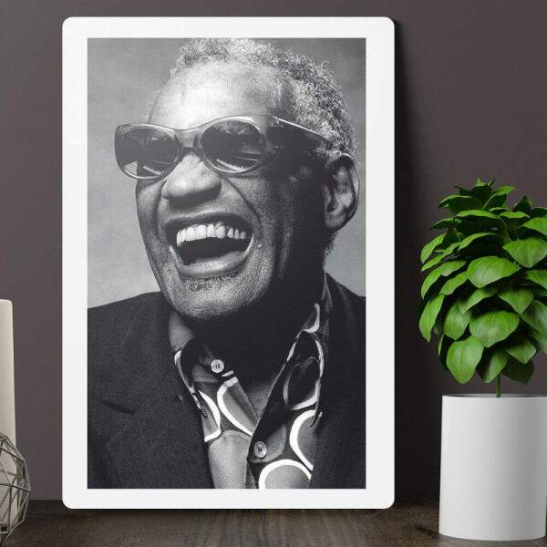 Placa Decorativa Ray Charles Preto e Branco