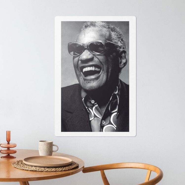 Placa Decorativa Ray Charles Preto e Branco