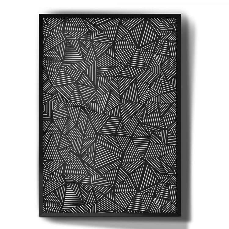 Quadro Decorativo Abstrato Tringulos Preto e Branco