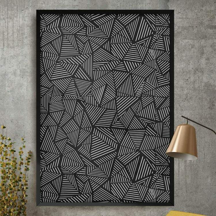 Quadro Decorativo Abstrato Tringulos Preto e Branco