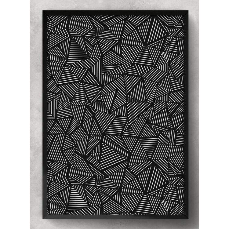 Quadro Decorativo Abstrato Tringulos Preto e Branco