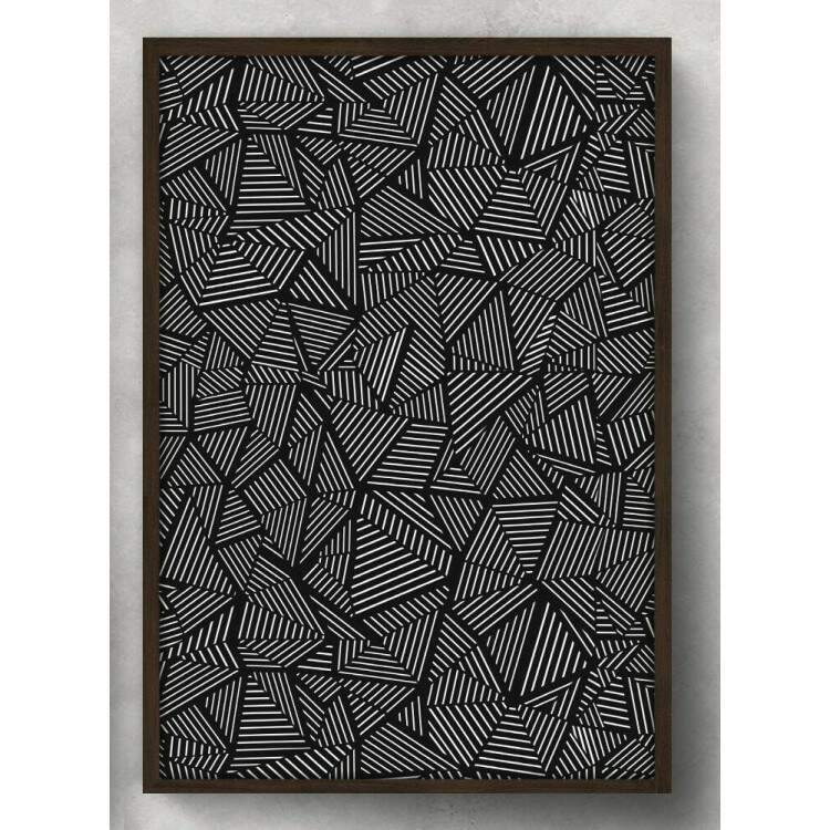 Quadro Decorativo Abstrato Tringulos Preto e Branco